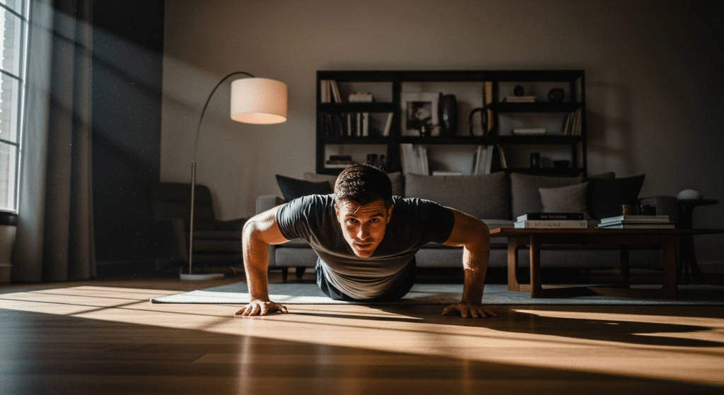 Flexão de braço exercícios em casa